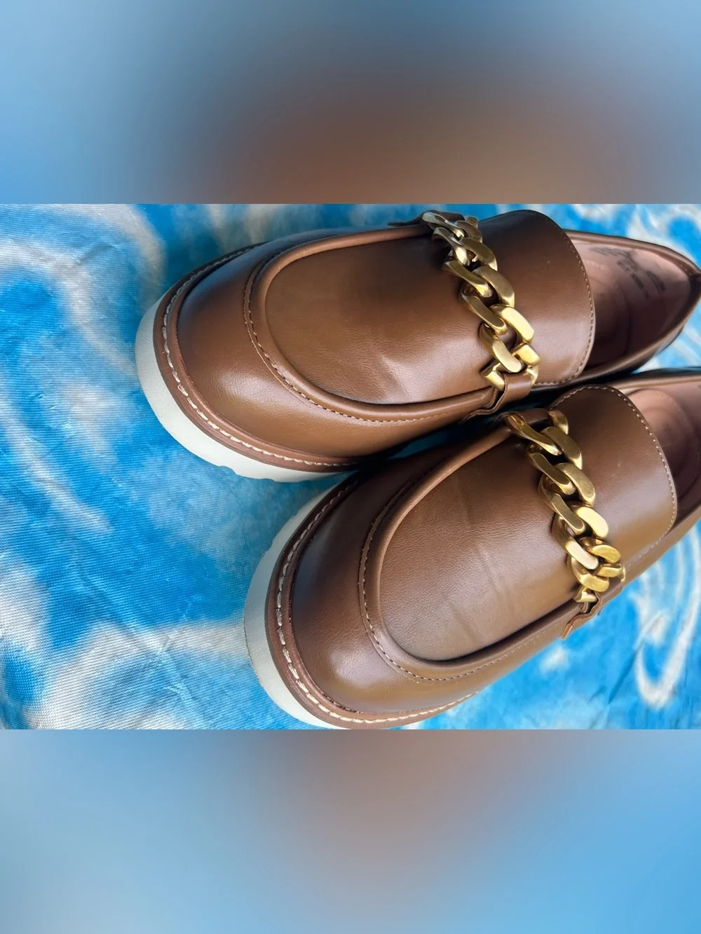 Time and Tru Women's Faux Leather Comfort Loafer with Chain Accent.